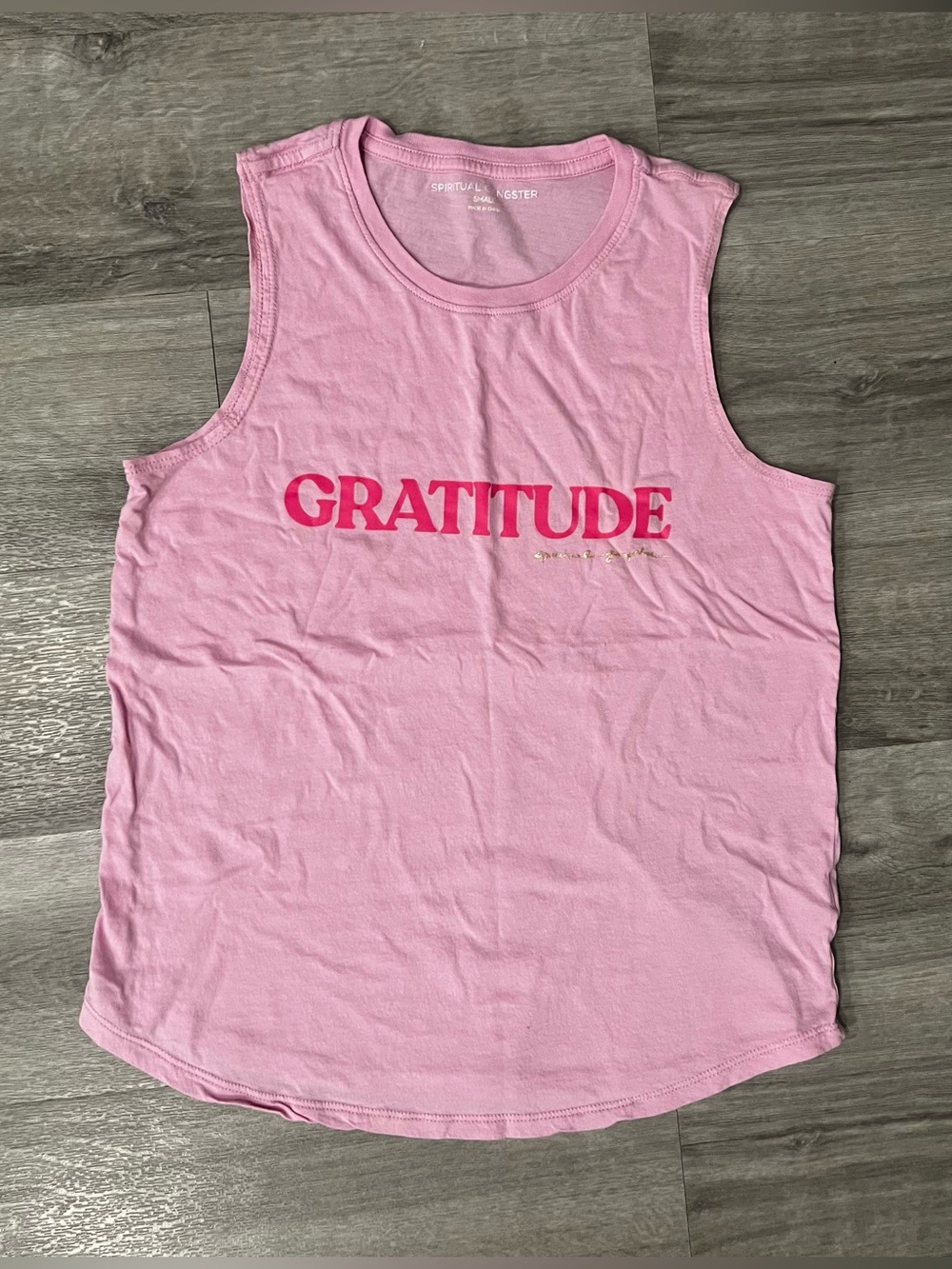 Spiritual Gangster Pink 'Gratitude' Muscle Tee